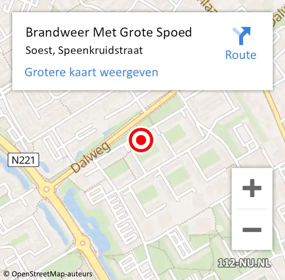 Locatie op kaart van de 112 melding: Brandweer Met Grote Spoed Naar Soest, Speenkruidstraat op 12 juli 2023 20:52