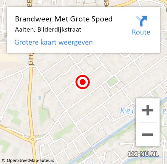 Locatie op kaart van de 112 melding: Brandweer Met Grote Spoed Naar Aalten, Bilderdijkstraat op 12 juli 2023 21:02