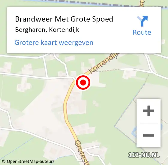 Locatie op kaart van de 112 melding: Brandweer Met Grote Spoed Naar Bergharen, Kortendijk op 1 september 2014 14:17