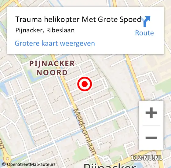 Locatie op kaart van de 112 melding: Trauma helikopter Met Grote Spoed Naar Pijnacker, Ribeslaan op 12 juli 2023 21:30