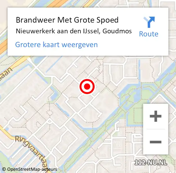 Locatie op kaart van de 112 melding: Brandweer Met Grote Spoed Naar Nieuwerkerk aan den IJssel, Goudmos op 12 juli 2023 21:36