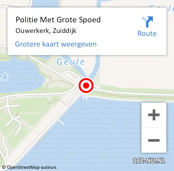 Locatie op kaart van de 112 melding: Politie Met Grote Spoed Naar Ouwerkerk, Zuiddijk op 12 juli 2023 21:38