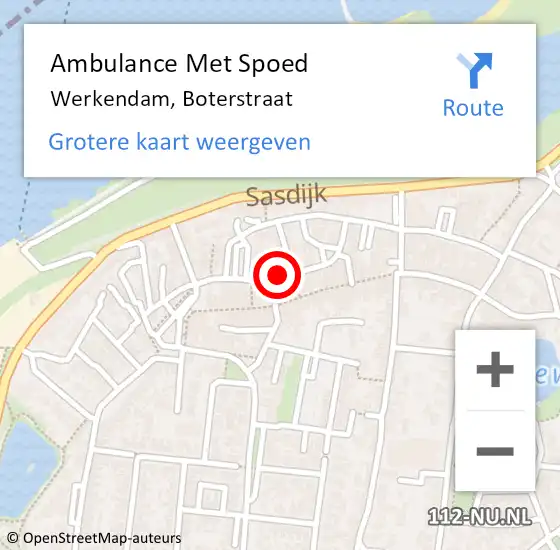 Locatie op kaart van de 112 melding: Ambulance Met Spoed Naar Werkendam, Boterstraat op 12 juli 2023 21:54