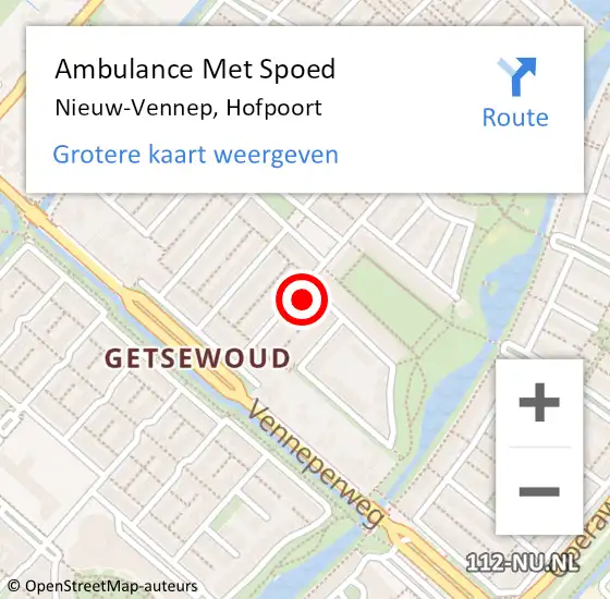 Locatie op kaart van de 112 melding: Ambulance Met Spoed Naar Nieuw-Vennep, Hofpoort op 12 juli 2023 22:10