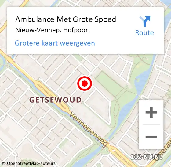 Locatie op kaart van de 112 melding: Ambulance Met Grote Spoed Naar Nieuw-Vennep, Hofpoort op 12 juli 2023 22:12