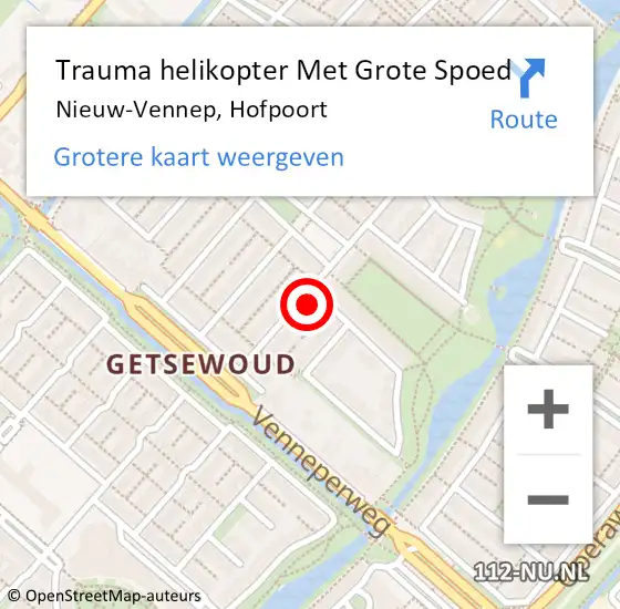 Locatie op kaart van de 112 melding: Trauma helikopter Met Grote Spoed Naar Nieuw-Vennep, Hofpoort op 12 juli 2023 22:12