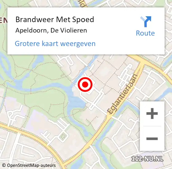 Locatie op kaart van de 112 melding: Brandweer Met Spoed Naar Apeldoorn, De Violieren op 12 juli 2023 22:13
