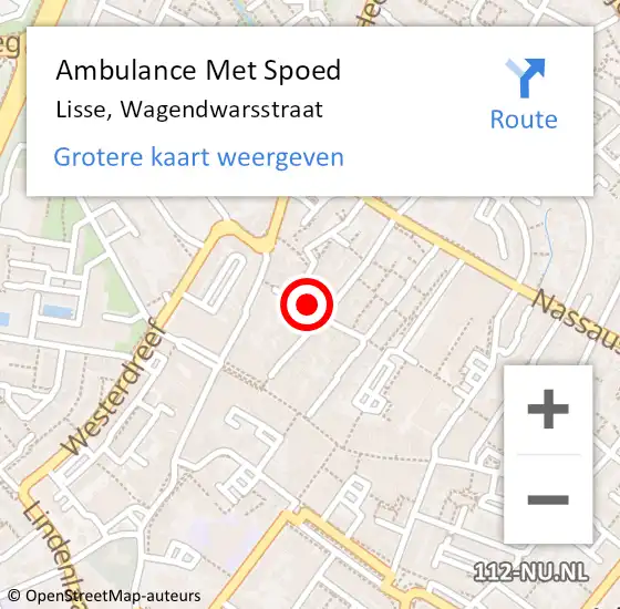 Locatie op kaart van de 112 melding: Ambulance Met Spoed Naar Lisse, Wagendwarsstraat op 12 juli 2023 22:33