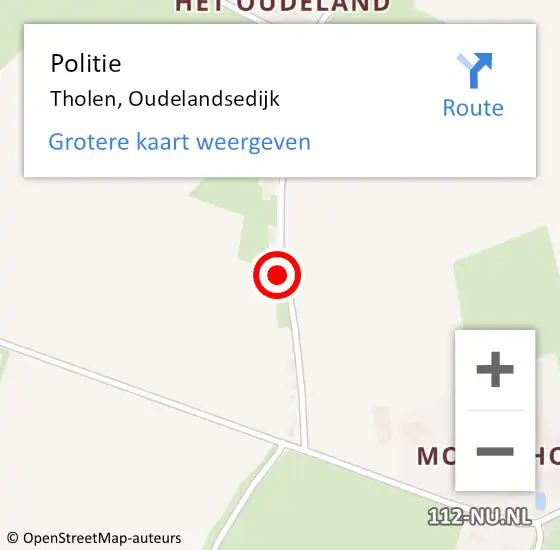 Locatie op kaart van de 112 melding: Politie Tholen, Oudelandsedijk op 12 juli 2023 22:50