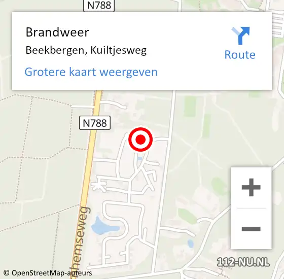 Locatie op kaart van de 112 melding: Brandweer Beekbergen, Kuiltjesweg op 12 juli 2023 23:25