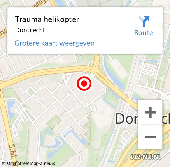 Locatie op kaart van de 112 melding: Trauma helikopter Dordrecht op 13 juli 2023 00:04