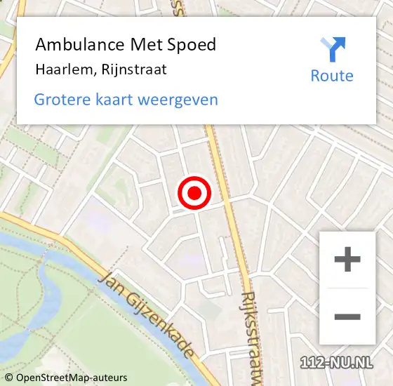 Locatie op kaart van de 112 melding: Ambulance Met Spoed Naar Haarlem, Rijnstraat op 13 juli 2023 00:14