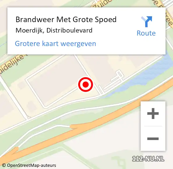 Locatie op kaart van de 112 melding: Brandweer Met Grote Spoed Naar Moerdijk, Distriboulevard op 13 juli 2023 01:22