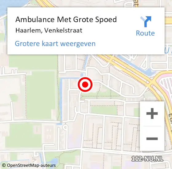 Locatie op kaart van de 112 melding: Ambulance Met Grote Spoed Naar Haarlem, Venkelstraat op 13 juli 2023 01:46