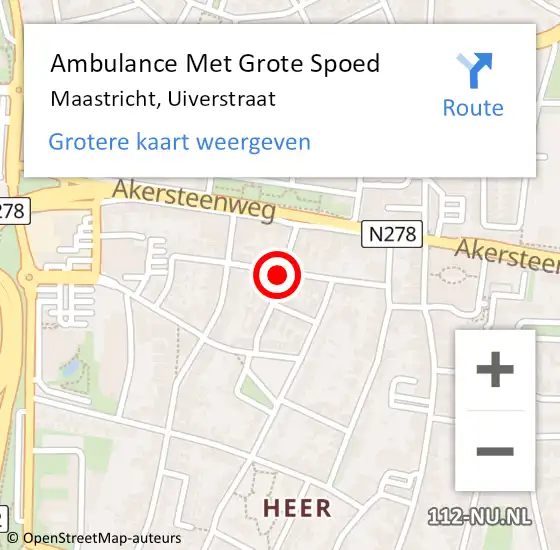 Locatie op kaart van de 112 melding: Ambulance Met Grote Spoed Naar Maastricht, Uiverstraat op 1 september 2014 14:29