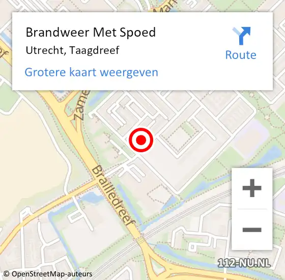 Locatie op kaart van de 112 melding: Brandweer Met Spoed Naar Utrecht, Taagdreef op 13 juli 2023 02:41