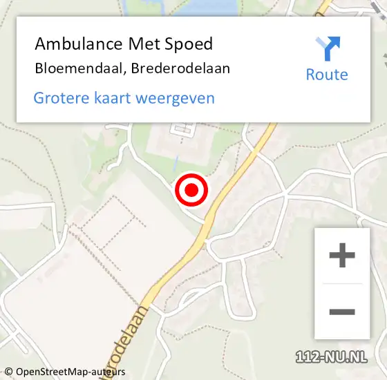 Locatie op kaart van de 112 melding: Ambulance Met Spoed Naar Bloemendaal, Brederodelaan op 13 juli 2023 03:12