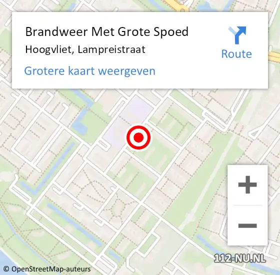 Locatie op kaart van de 112 melding: Brandweer Met Grote Spoed Naar Hoogvliet, Lampreistraat op 13 juli 2023 03:24