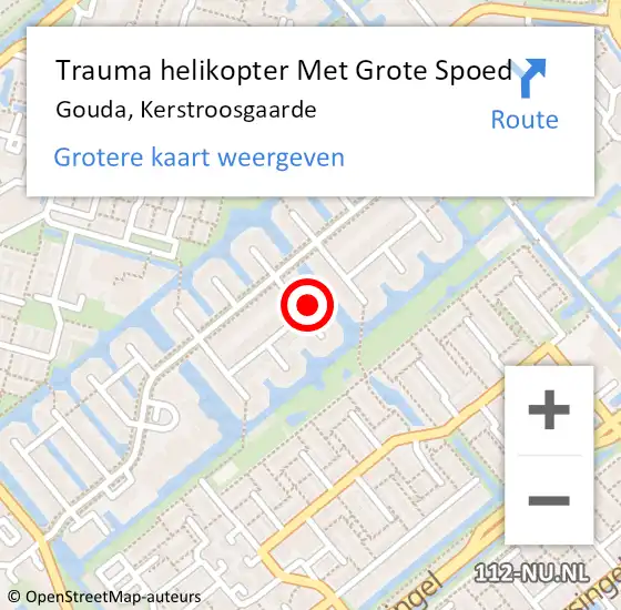 Locatie op kaart van de 112 melding: Trauma helikopter Met Grote Spoed Naar Gouda, Kerstroosgaarde op 13 juli 2023 03:24