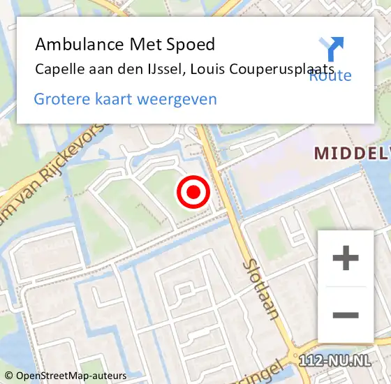 Locatie op kaart van de 112 melding: Ambulance Met Spoed Naar Capelle aan den IJssel, Louis Couperusplaats op 13 juli 2023 04:42