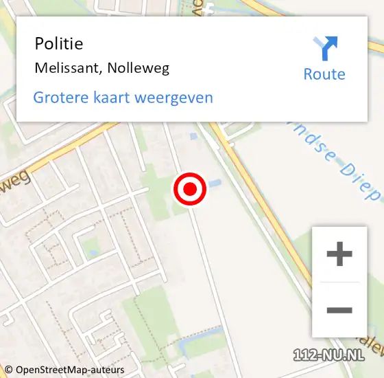 Locatie op kaart van de 112 melding: Politie Melissant, Nolleweg op 13 juli 2023 07:34
