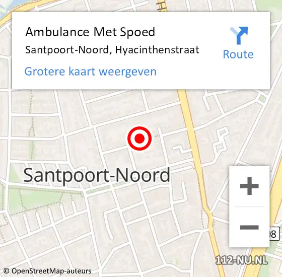 Locatie op kaart van de 112 melding: Ambulance Met Spoed Naar Santpoort-Noord, Hyacinthenstraat op 13 juli 2023 07:48