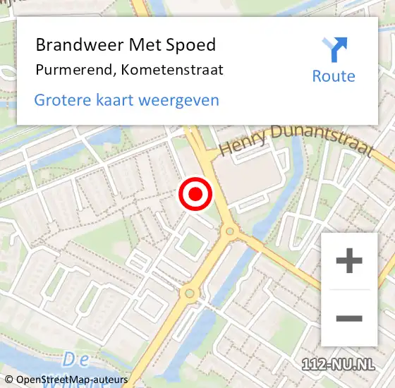 Locatie op kaart van de 112 melding: Brandweer Met Spoed Naar Purmerend, Kometenstraat op 13 juli 2023 08:06