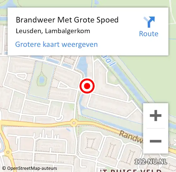 Locatie op kaart van de 112 melding: Brandweer Met Grote Spoed Naar Leusden, Lambalgerkom op 13 juli 2023 08:18