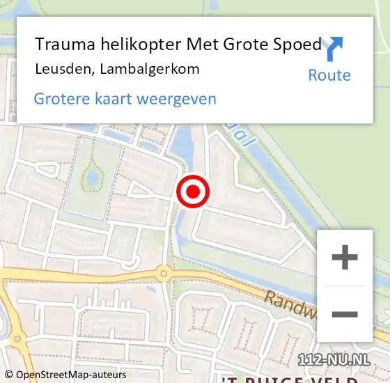 Locatie op kaart van de 112 melding: Trauma helikopter Met Grote Spoed Naar Leusden, Lambalgerkom op 13 juli 2023 08:23