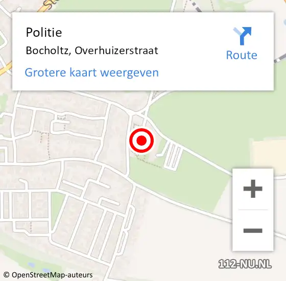 Locatie op kaart van de 112 melding: Politie Bocholtz, Overhuizerstraat op 13 juli 2023 08:48