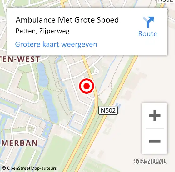Locatie op kaart van de 112 melding: Ambulance Met Grote Spoed Naar Petten, Zijperweg op 13 juli 2023 09:04