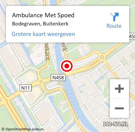 Locatie op kaart van de 112 melding: Ambulance Met Spoed Naar Bodegraven, Buitenkerk op 13 juli 2023 09:29