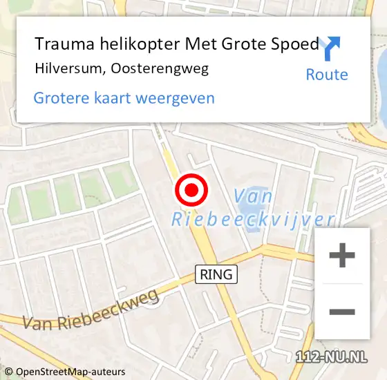 Locatie op kaart van de 112 melding: Trauma helikopter Met Grote Spoed Naar Hilversum, Oosterengweg op 13 juli 2023 09:39