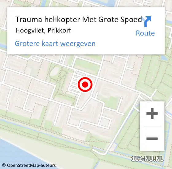 Locatie op kaart van de 112 melding: Trauma helikopter Met Grote Spoed Naar Hoogvliet, Prikkorf op 13 juli 2023 09:51