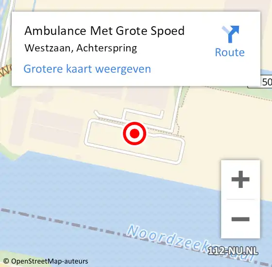 Locatie op kaart van de 112 melding: Ambulance Met Grote Spoed Naar Westzaan, Achterspring op 13 juli 2023 09:55