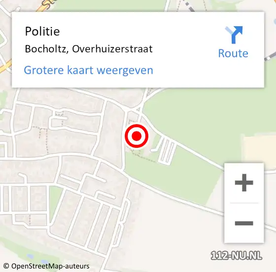 Locatie op kaart van de 112 melding: Politie Bocholtz, Overhuizerstraat op 13 juli 2023 10:10