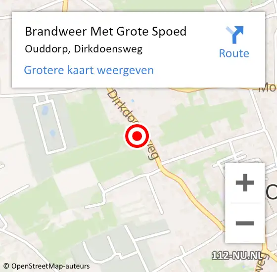 Locatie op kaart van de 112 melding: Brandweer Met Grote Spoed Naar Ouddorp, Dirkdoensweg op 13 juli 2023 10:16