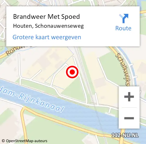 Locatie op kaart van de 112 melding: Brandweer Met Spoed Naar Houten, Schonauwenseweg op 13 juli 2023 10:33