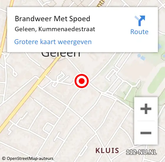 Locatie op kaart van de 112 melding: Brandweer Met Spoed Naar Geleen, Kummenaedestraat op 13 juli 2023 10:46