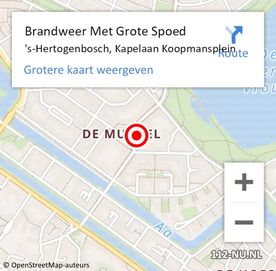 Locatie op kaart van de 112 melding: Brandweer Met Grote Spoed Naar 's-Hertogenbosch, Kapelaan Koopmansplein op 13 juli 2023 10:47