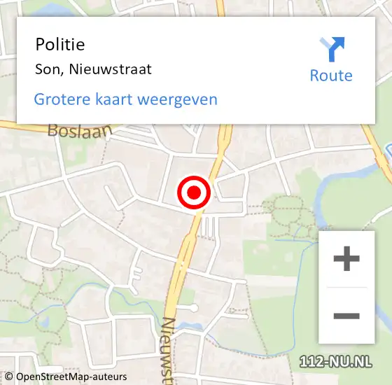 Locatie op kaart van de 112 melding: Politie Son, Nieuwstraat op 13 juli 2023 11:09