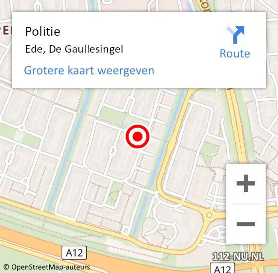 Locatie op kaart van de 112 melding: Politie Ede, De Gaullesingel op 13 juli 2023 11:14