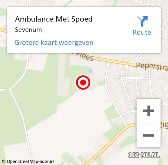 Locatie op kaart van de 112 melding: Ambulance Met Spoed Naar Sevenum, Virgo Regina op 1 september 2014 15:00