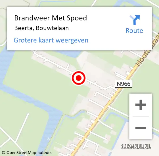 Locatie op kaart van de 112 melding: Brandweer Met Spoed Naar Beerta, Bouwtelaan op 13 juli 2023 11:34