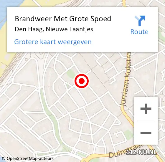 Locatie op kaart van de 112 melding: Brandweer Met Grote Spoed Naar Den Haag, Nieuwe Laantjes op 13 juli 2023 11:41