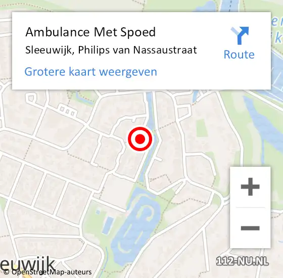 Locatie op kaart van de 112 melding: Ambulance Met Spoed Naar Sleeuwijk, Philips van Nassaustraat op 13 oktober 2013 11:15