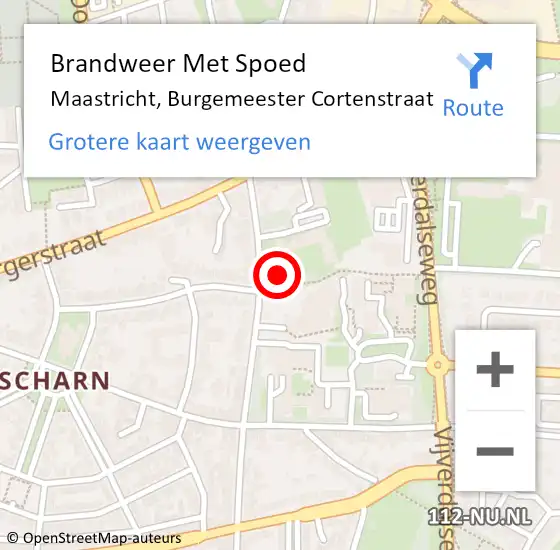 Locatie op kaart van de 112 melding: Brandweer Met Spoed Naar Maastricht, Burgemeester Cortenstraat op 13 juli 2023 12:03