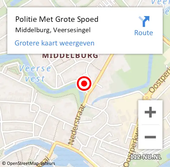 Locatie op kaart van de 112 melding: Politie Met Grote Spoed Naar Middelburg, Veersesingel op 13 juli 2023 12:08