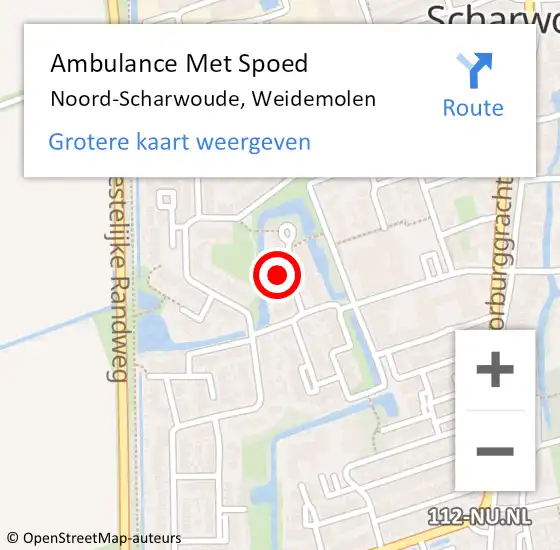 Locatie op kaart van de 112 melding: Ambulance Met Spoed Naar Noord-Scharwoude, Weidemolen op 13 juli 2023 12:28