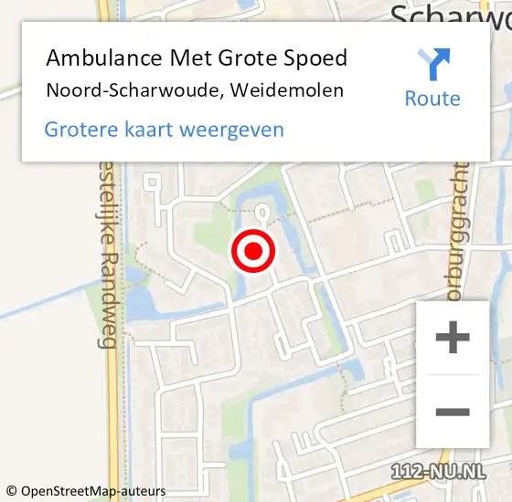 Locatie op kaart van de 112 melding: Ambulance Met Grote Spoed Naar Noord-Scharwoude, Weidemolen op 13 juli 2023 12:31